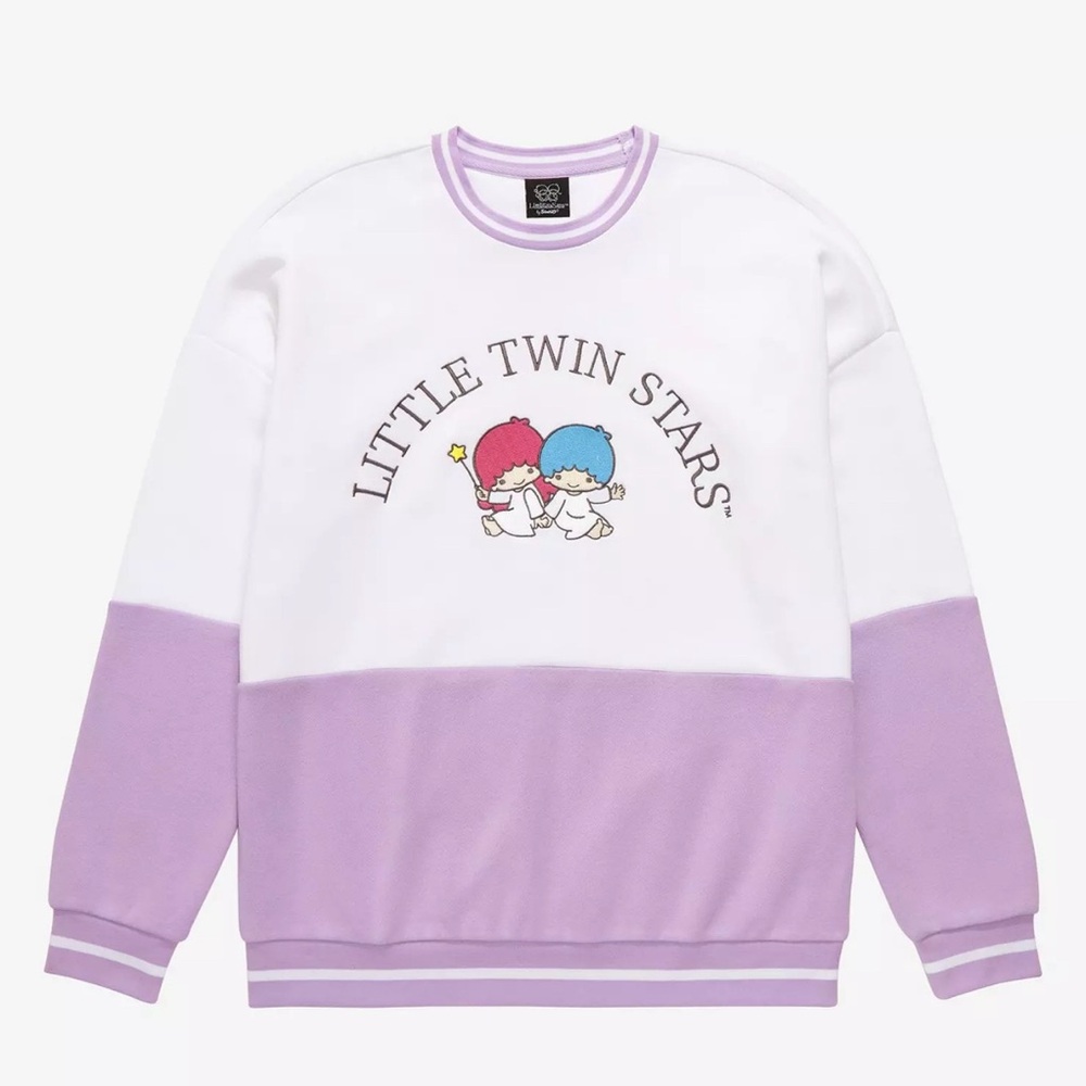 SANRIO LITTLE STARS EMBROIDERED PANEL CREW SWEATSHIRT XSMALL NWT EXCLUSIVE